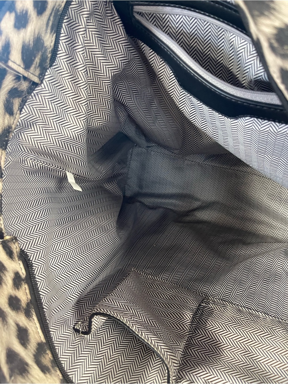 Cheetah Print Tote Bag with Metallic Side Panels - Brown - Picture 7 of 10